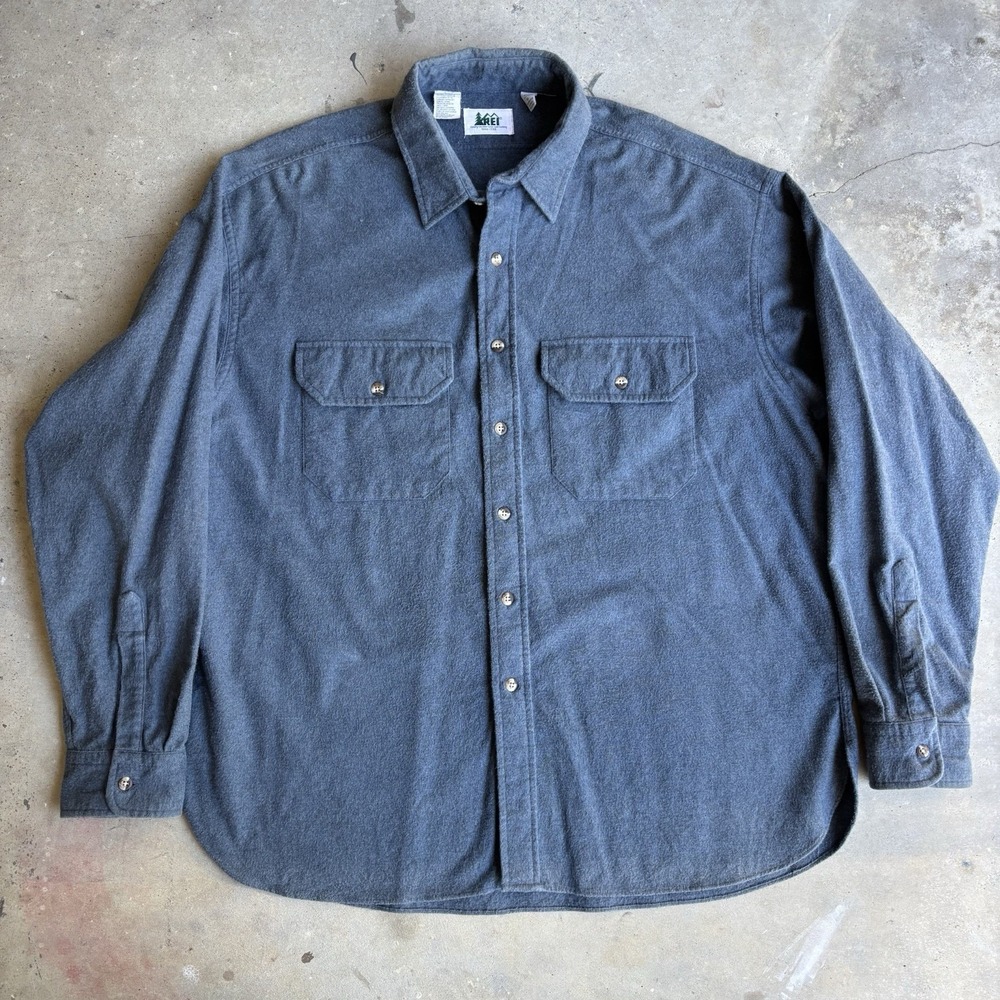 Vintage REI Chamois Flannel Shirt Mens XL Blue 1993 Outdoor Workwear